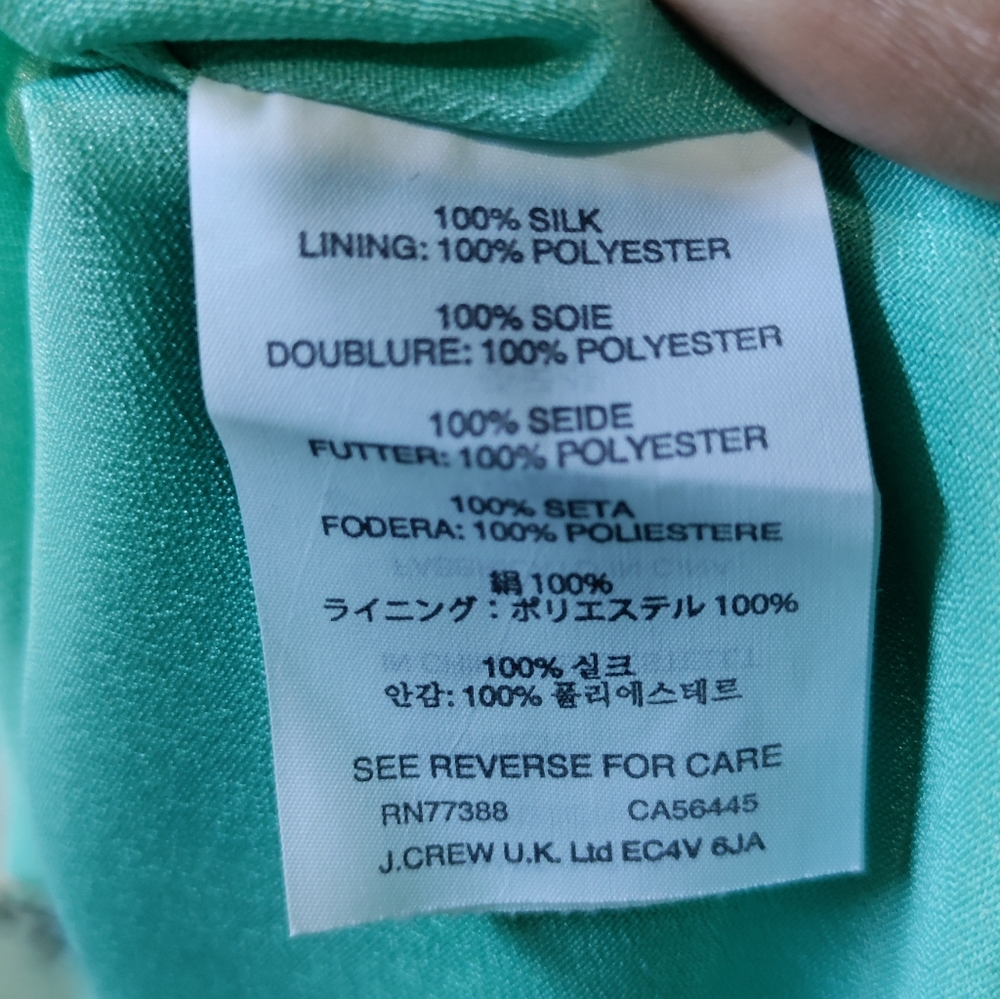 J. Crew teal floral 100% silk dress women's size 6 - Picture 7 of 8